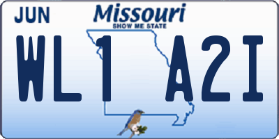 MO license plate WL1A2I