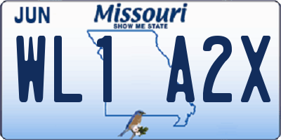 MO license plate WL1A2X