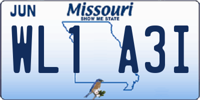 MO license plate WL1A3I