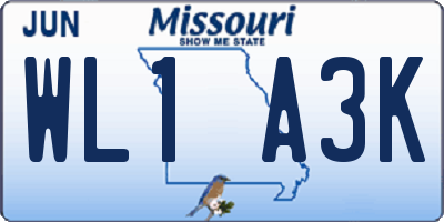 MO license plate WL1A3K