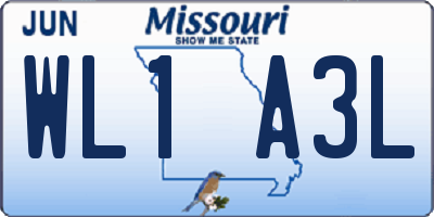 MO license plate WL1A3L