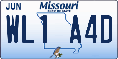 MO license plate WL1A4D