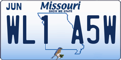 MO license plate WL1A5W