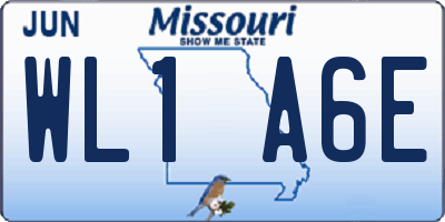 MO license plate WL1A6E