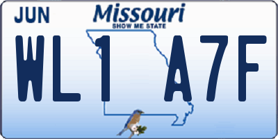 MO license plate WL1A7F