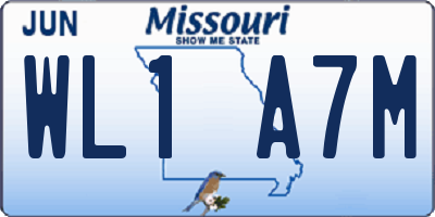 MO license plate WL1A7M