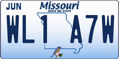 MO license plate WL1A7W
