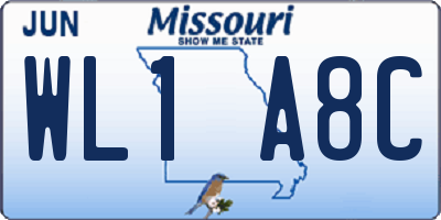 MO license plate WL1A8C