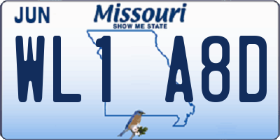 MO license plate WL1A8D