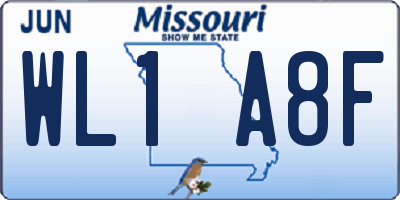 MO license plate WL1A8F