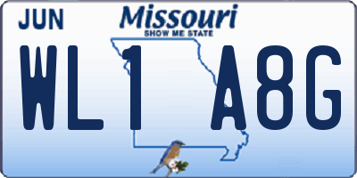 MO license plate WL1A8G