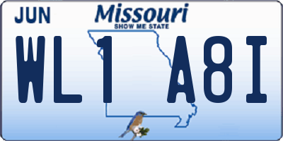 MO license plate WL1A8I