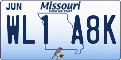MO license plate WL1A8K