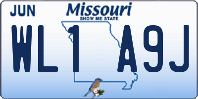MO license plate WL1A9J