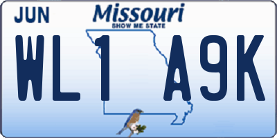 MO license plate WL1A9K