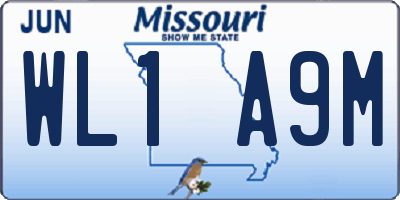 MO license plate WL1A9M