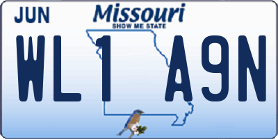 MO license plate WL1A9N