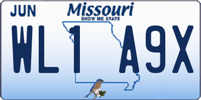 MO license plate WL1A9X