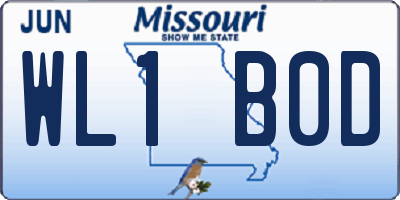 MO license plate WL1B0D