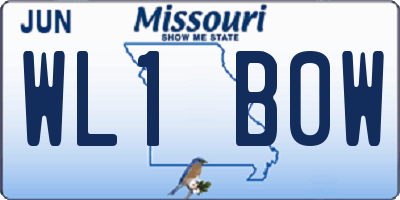 MO license plate WL1B0W