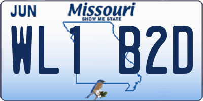 MO license plate WL1B2D