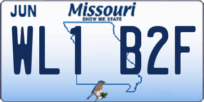 MO license plate WL1B2F