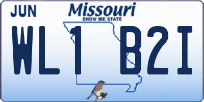 MO license plate WL1B2I