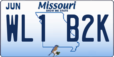 MO license plate WL1B2K