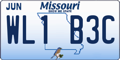 MO license plate WL1B3C