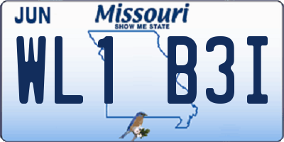 MO license plate WL1B3I