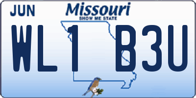 MO license plate WL1B3U