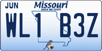 MO license plate WL1B3Z