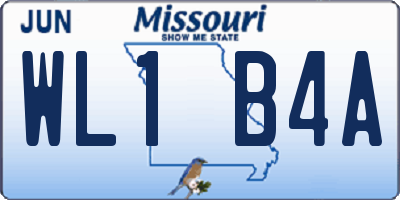 MO license plate WL1B4A