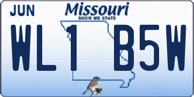 MO license plate WL1B5W