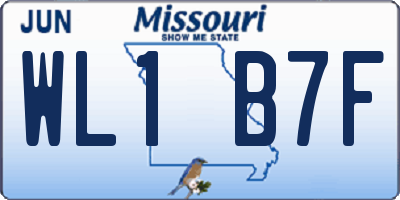 MO license plate WL1B7F