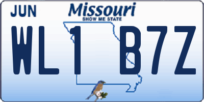 MO license plate WL1B7Z