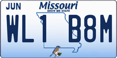 MO license plate WL1B8M