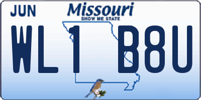 MO license plate WL1B8U