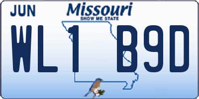 MO license plate WL1B9D