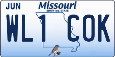 MO license plate WL1C0K