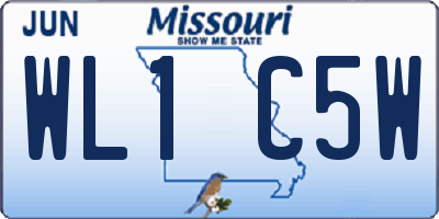 MO license plate WL1C5W