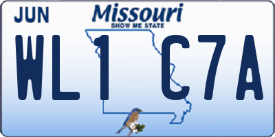 MO license plate WL1C7A