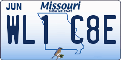 MO license plate WL1C8E