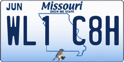 MO license plate WL1C8H