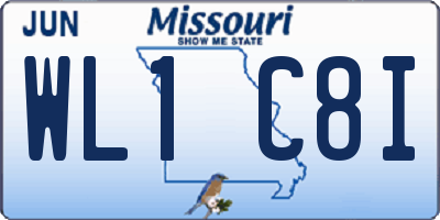 MO license plate WL1C8I