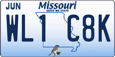 MO license plate WL1C8K