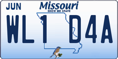 MO license plate WL1D4A