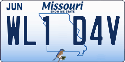 MO license plate WL1D4V