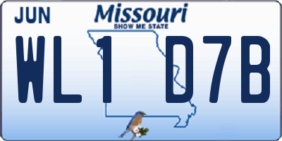 MO license plate WL1D7B