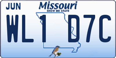 MO license plate WL1D7C
